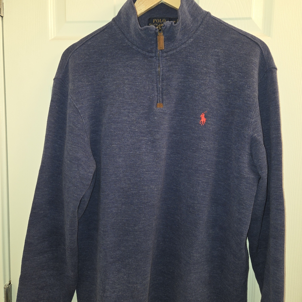 Polo by Ralph Lauren Men's Navy Quarter Zip-Up Sweater Size Large